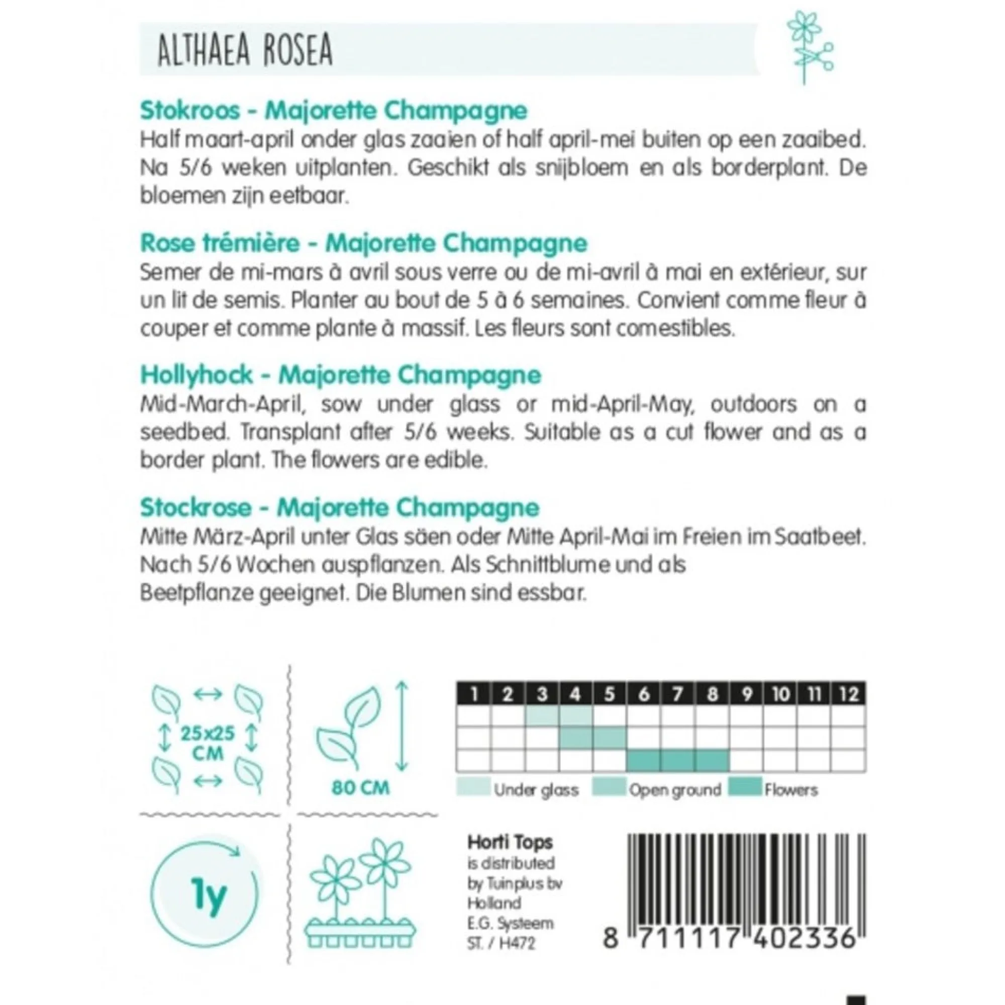 Horti Tops Moestuin<Alcea Majorette champagne (Stokroos) zaad