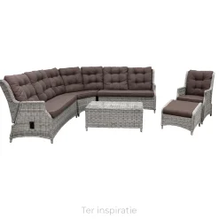 Bois le Duc Loungesets<Bank hoek rond Aprano white grey met kussens