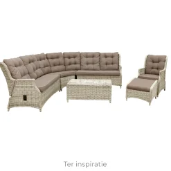 Bois le Duc Loungesets<Bank hoek rond Aprano white orchid met kussens
