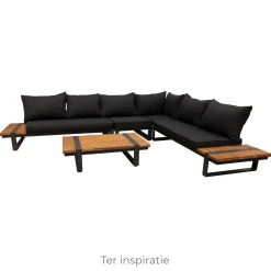 Bois le Duc Loungesets<Bank 2-zits links Frullo antraciet met kussens