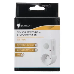 Diamant Schakelmateriaal<Bewegingssensor met stopcontact BE