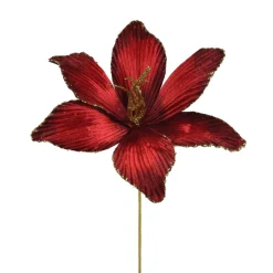 Decoris Kerstdecoratie<Bloem fluweel rood 60 cm