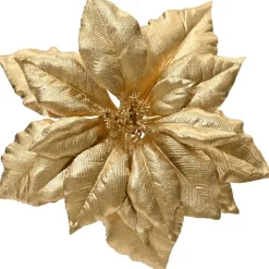 Decoris Kerstdecoratie<Bloem kerstroos goud 24 cm