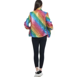 Van Cranenbroek Dameskostuums<Blouse glitter regenboog vrouw S
