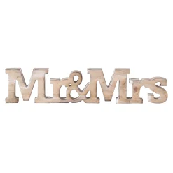 O'malley Woondecoratie<Deco hout Mr&Mrs 24 cm assorti