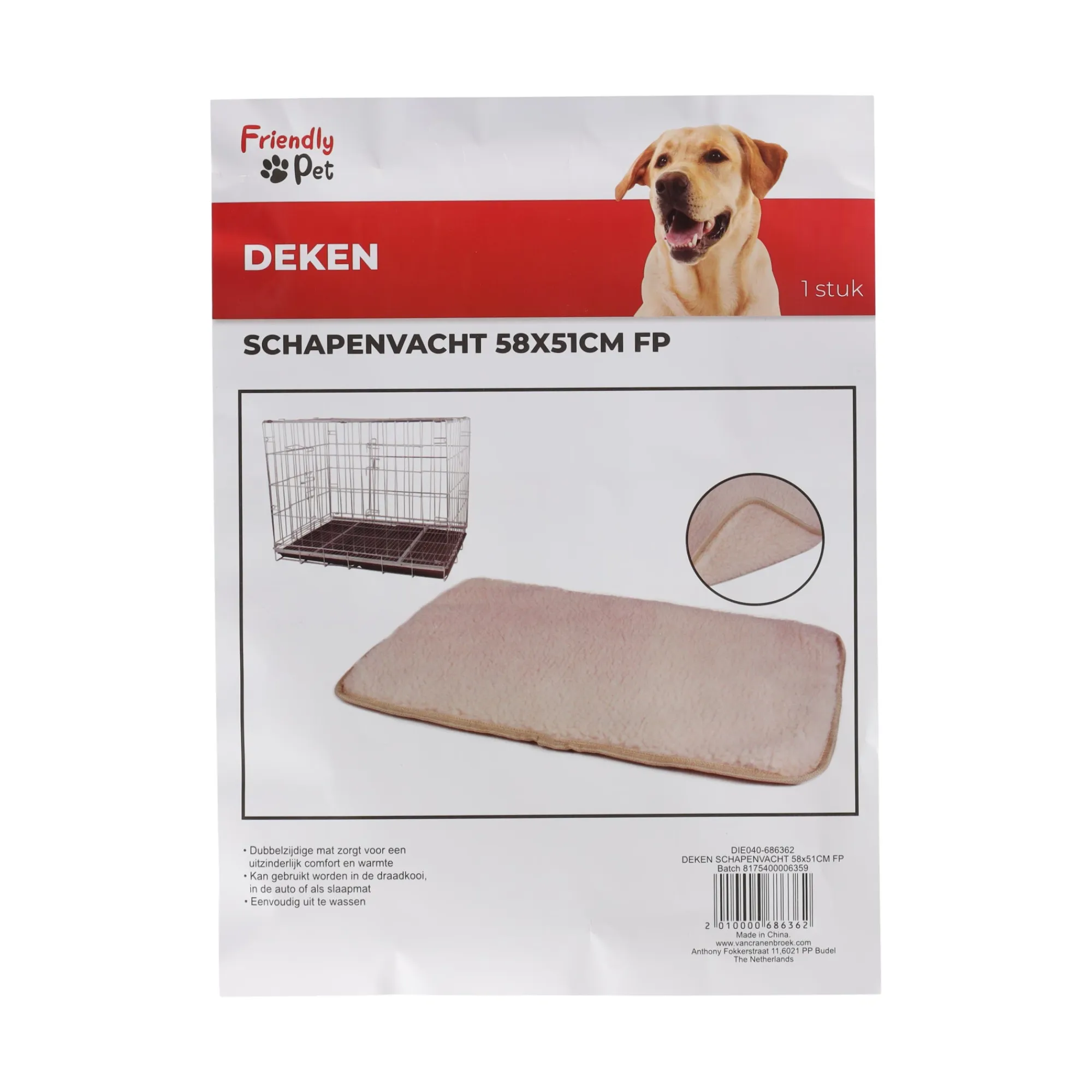 Friendly Pet Hondenkussen<Deken schapenvacht 58x51cm FP