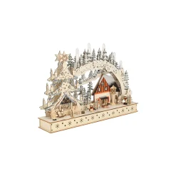 O'malley Kerstdorp|Kerstverlichting<Dorp kerst hout 45 x 30 cm 10 LED-warm wit
