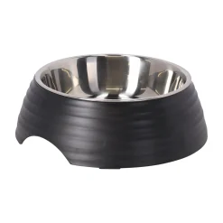 Friendly Pet Drink- En Voerbak Hond<Eetpot hond ribbel zwart 700ml