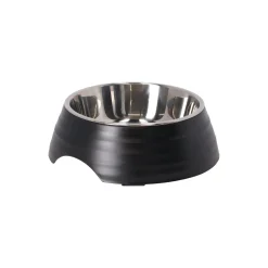 Friendly Pet Drink- En Voerbak Hond<Eetpot hond ribbel zwart 350ml