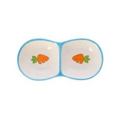 Friendly Pet Voer- En Drinkbakken Knaagdier<Eetpot knaagdier Ozzy keramisch dubbel blauw 16x8x3cm
