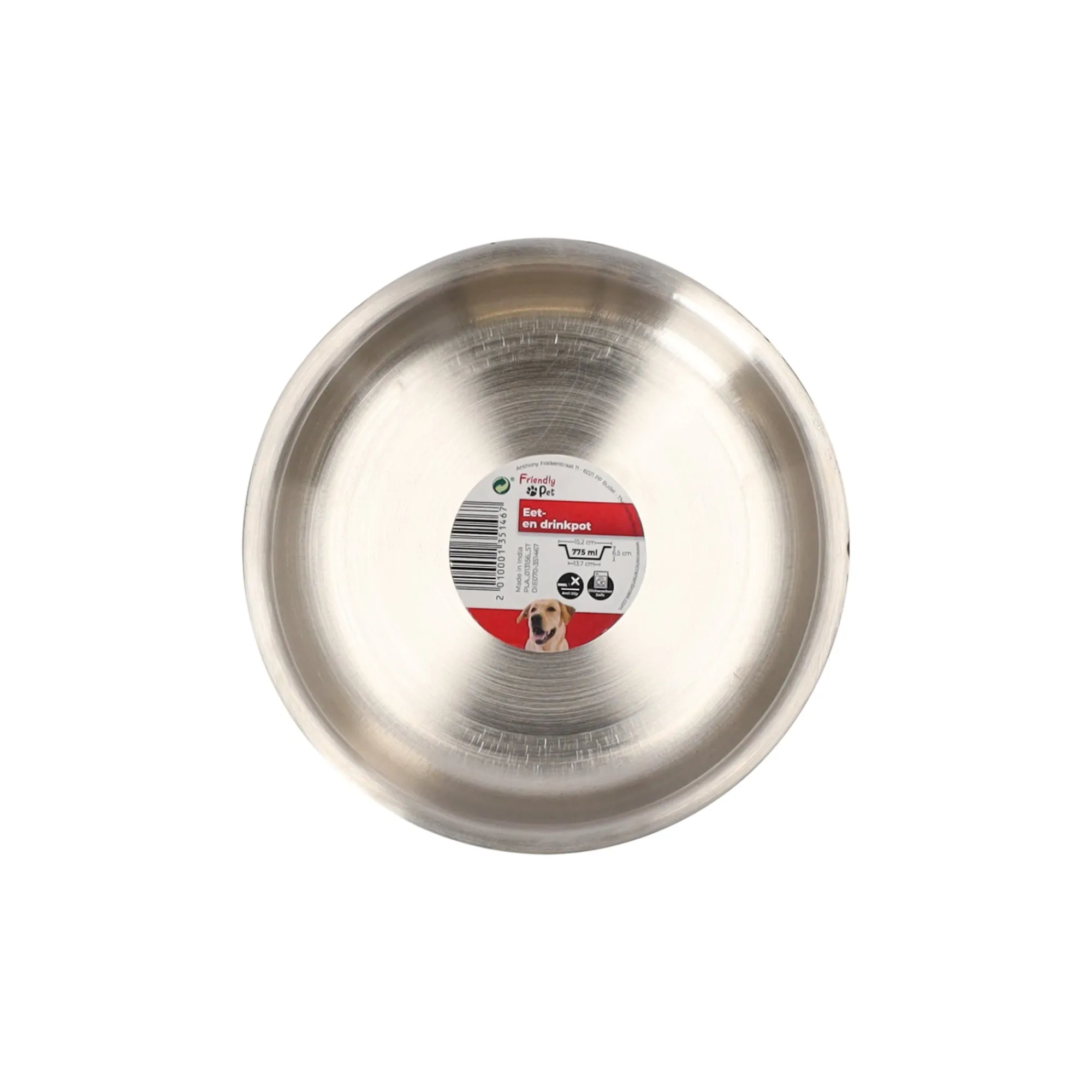 Friendly Pet Drink- En Voerbak Hond<Eetpot Lora rvs zwart D15cm 775ml FP