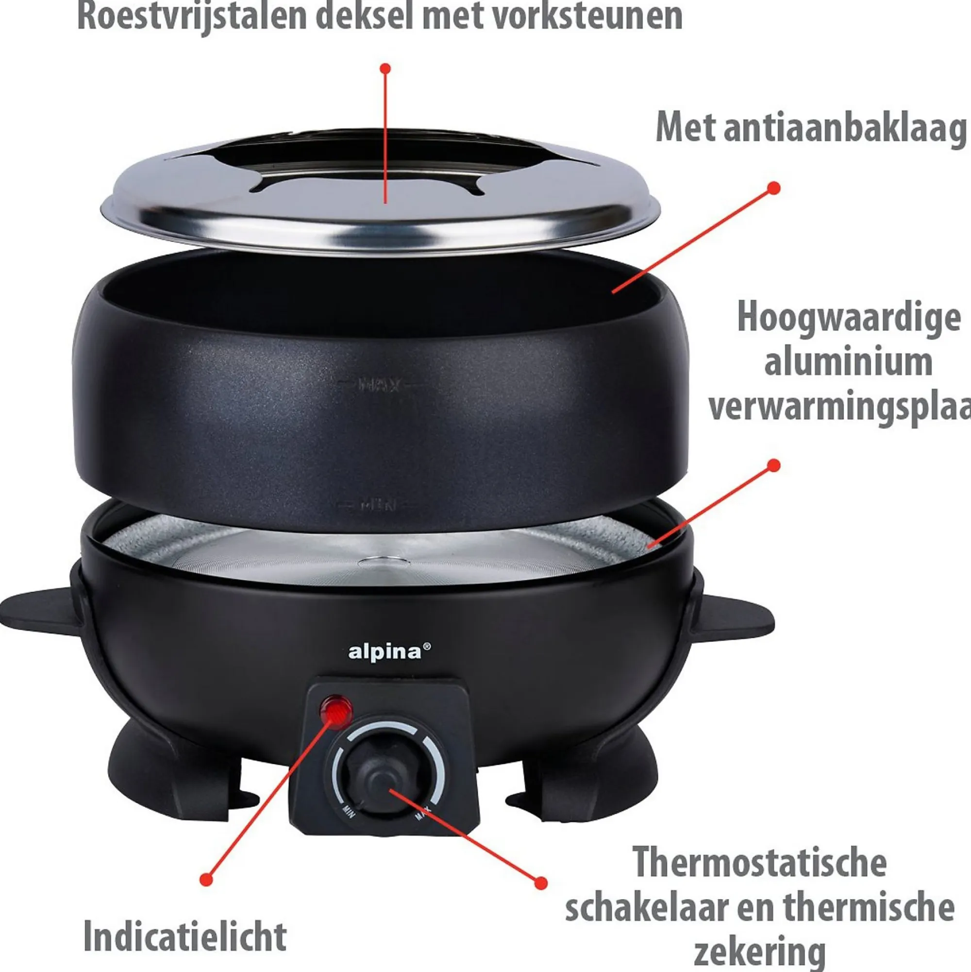 Alpina Koken & Tafelen<Fondueset 2,3 L 800W