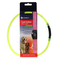 Flamingo Hondenriem<Halsband visio LED jumbo 7mm geel