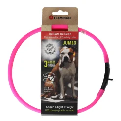 Flamingo Hondenriem<Halsband visio LED jumbo 7mm roze