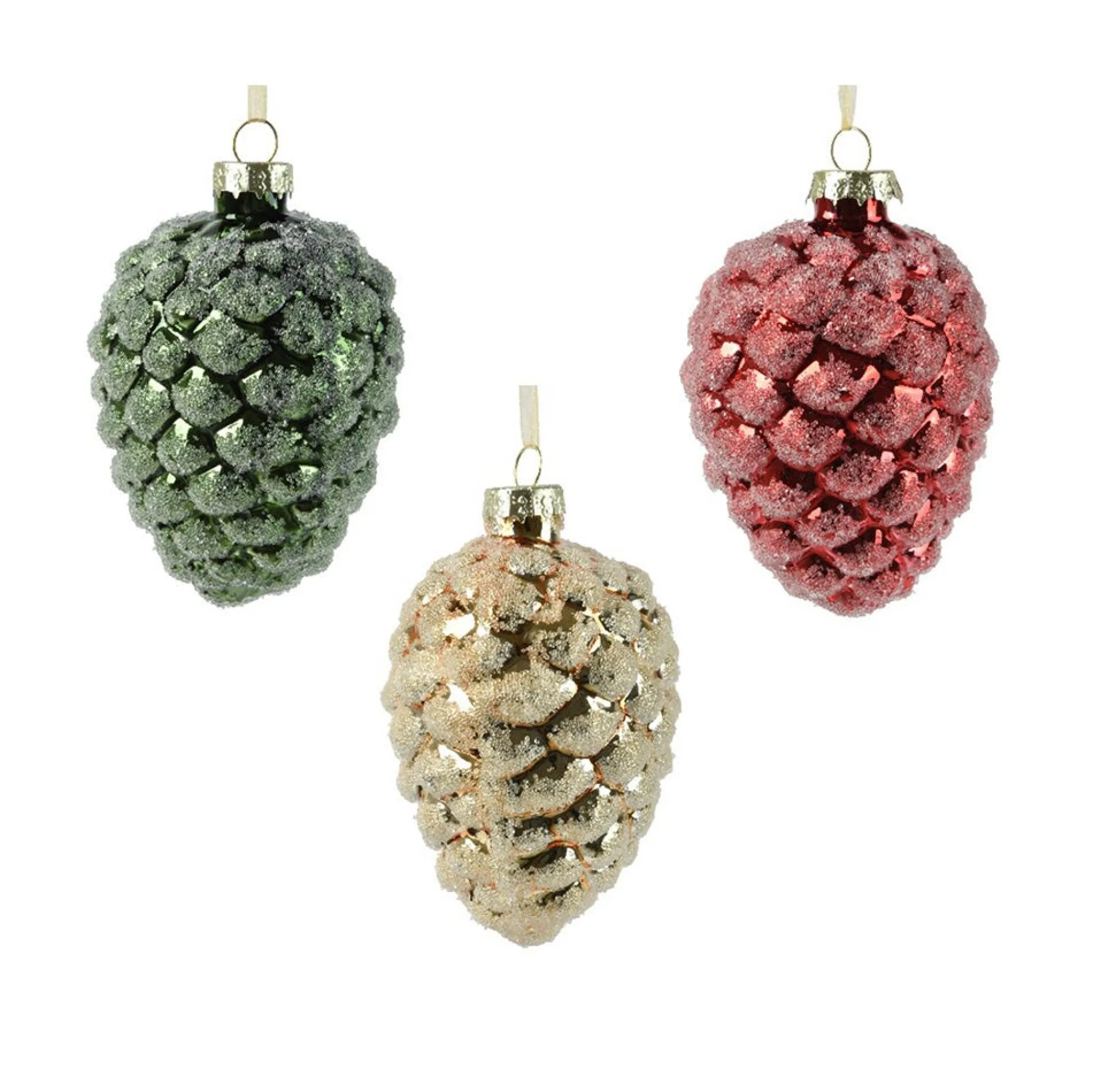 Decoris Kerstballen|Kerstdecoratie<Hanger dennenappel 9 cm