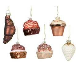 Decoris Kerstdecoratie|Kerstballen<Hanger glas cake 6 cm