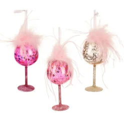 Decoris Kerstdecoratie|Kerstballen<Hanger glas cocktail roze 10 cm