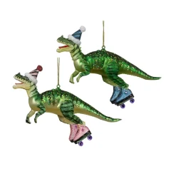 Decoris Kerstdecoratie|Kerstballen<Hanger glas dino 13 cm