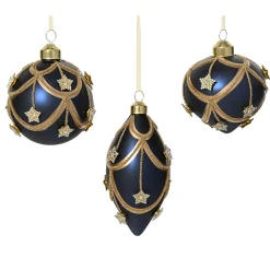 Decoris Kerstdecoratie|Kerstballen<Hanger glas pegel blauw 8 cm