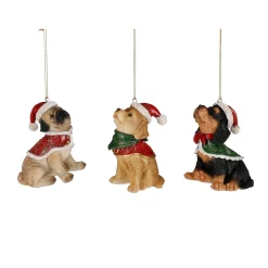Mica Decorations Kerstdecoratie|Kerstballen<Hanger hond bruin 8cm