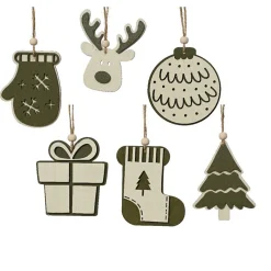 Decoris Kerstdecoratie|Kerstballen<Hanger hout groen 8 cm
