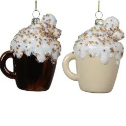 Decoris Kerstdecoratie|Kerstballen<Hanger mok slagroom 9 cm