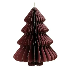 Decoris Kerstdecoratie|Kerstballen<Hanger papier boom maroon 15 cm