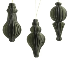 Decoris Kerstballen|Kerstdecoratie<Hanger papier pegel groen 12 cm