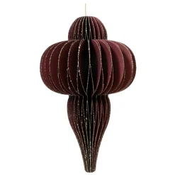 Decoris Kerstballen|Kerstdecoratie<Hanger papier pegel maroon 40 cm