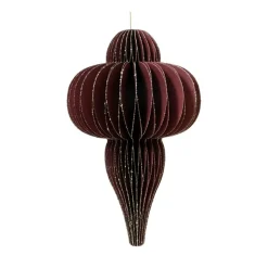 Decoris Kerstdecoratie|Kerstballen<Hanger papier pegel maroon 15 cm