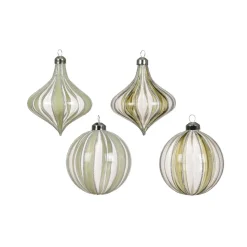Decoris Kerstballen|Kerstdecoratie<Hanger pegel glas 8 cm