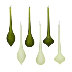 Decoris Kerstballen|Kerstdecoratie<Hanger pegel glas mat groen 31 cm