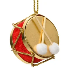 Decoris Kerstdecoratie|Kerstballen<Hanger trommel rood goud 11 cm