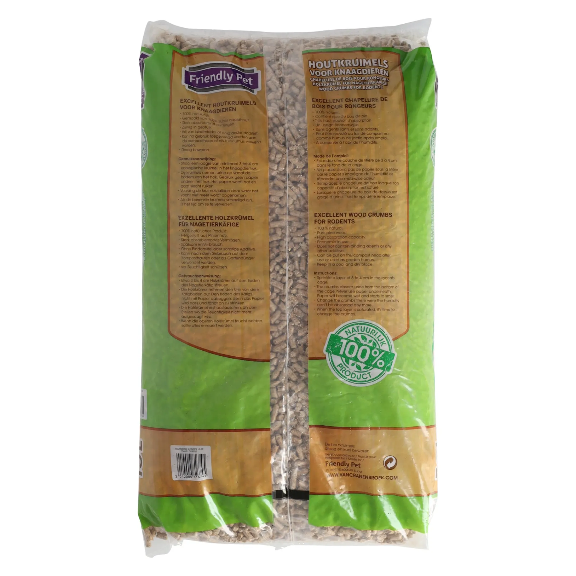 Friendly Pet Bodembedekking Kooi<Houtkorrel kleindier 15L FP