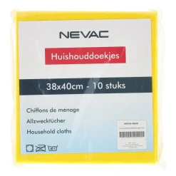 Nevac Schoonmaken<Huishouddoek 38 x 40 cm geel 10st