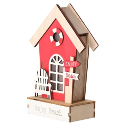 Natural Collections Woondecoratie<Huis van hout 12 x 6 x 18 cm - 3 assorti