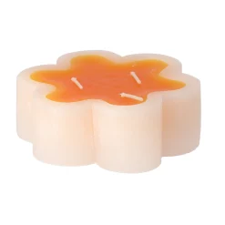 Decoris Kaarsen<Kaars bloem oranje 12 x 4 cm