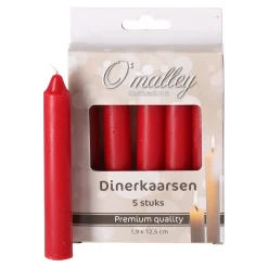 O'malley Kaarsen<Kaars Diner 12 cm Rood 5 stuks