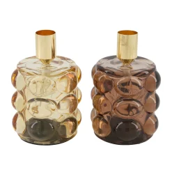 Natural Collections Woondecoratie<Kaarshouder glas bruin 8 x 12 cm 2 assorti
