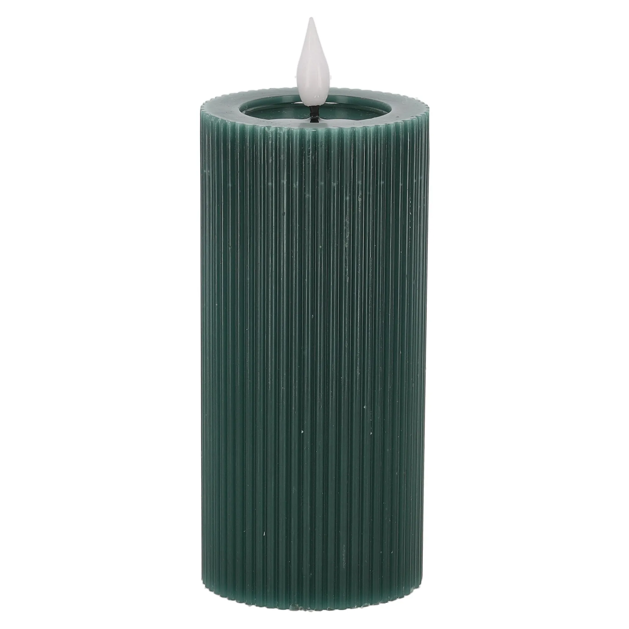 O'malley Kaarsen<Kaars rib melt LED 7 x 15 cm donkergroen