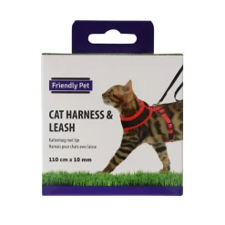 Friendly Pet Kattenverzorging<Kattentuig zwart/rood 10mmx110cm