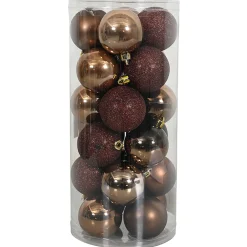 O'malley Kerstballen<Kerstbal 4cm mix koker 24st bruin