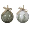 Decoris Kerstballen<Kerstbal 8 cm wit groen
