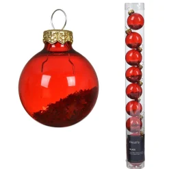 Decoris Kerstballen<Kerstbal glas 3 cm 9st. rood