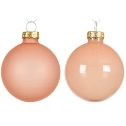 Decoris Kerstballen<Kerstbal glas glans mat peach 6 cm 6st.