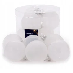 Decoris Kerstballen<Kerstbal glas glans mat winterwit 6 cm 6st.