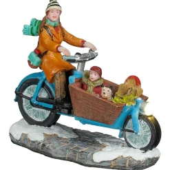 Luville Kerstdorp<Kerstdorp Bakfiets blauw 9x4x8cm