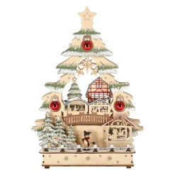 O'malley Kerstdorp|Kerstdecoratie<Kerstdorp boom met bos 24 x 33 cm