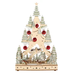 O'malley Kerstdorp|Kerstdecoratie<Kerstdorp boom met kerstbal 20 x 33 cm