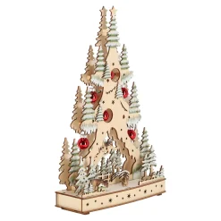O'malley Kerstdorp|Kerstdecoratie<Kerstdorp boom met kerstbal 20 x 33 cm